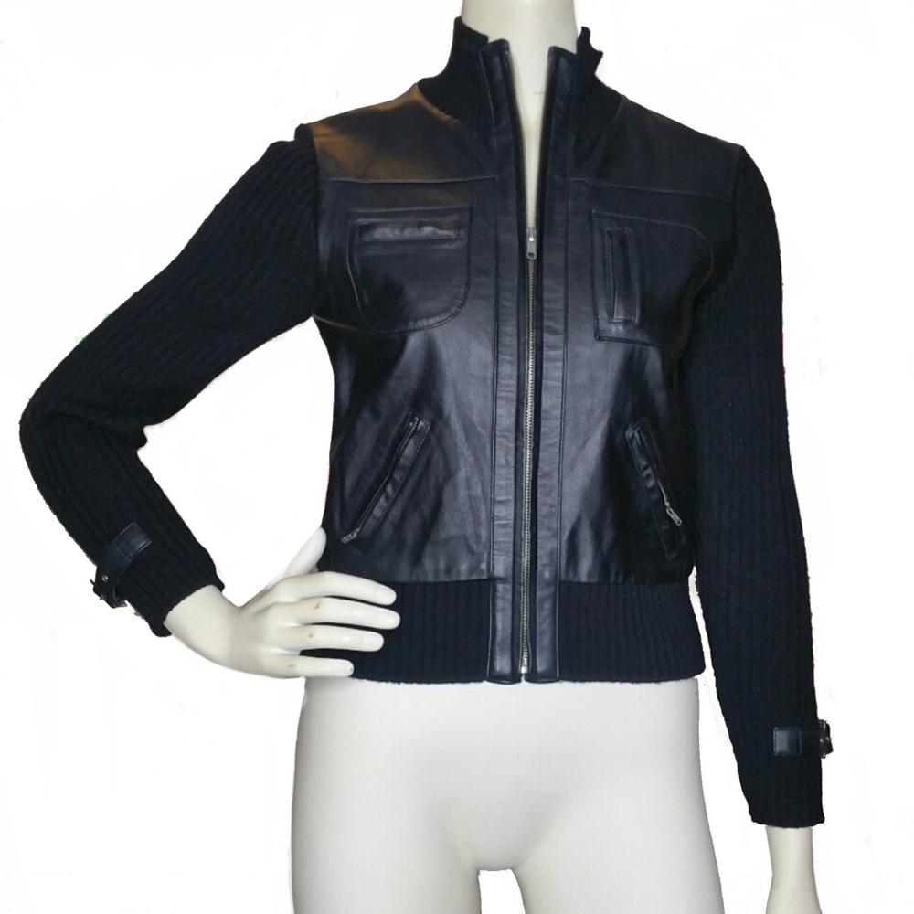 Frost Leather Jacket with Wool Sweater Size M - Picture 4 of 4